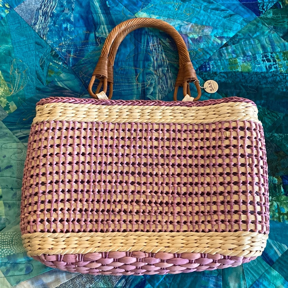 The Sak Wicker Woven Purse Handbag Lavender